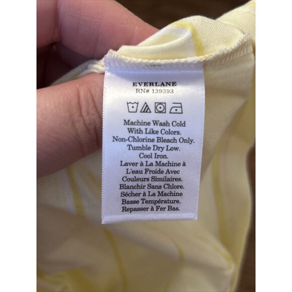 Everlane Womens Small Yellow Striped Organic Cotton Crewneck Tee T-Shirt NWT - Picture 8 of 9